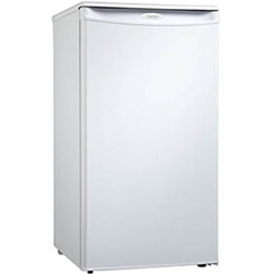 Danby DCR34W 3.2 cu. ft. Refrigerator with Internal Freezer, Push-Button Defrost, Beverage Dispenser & Reversible Doors