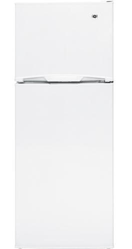 GE GTR12HBXRWW 12 cu. ft. Top Freezer Refrigerator, Adjustable Wire Shelves, Clear Crisper Drawers, In the Door Beverage Rack, White