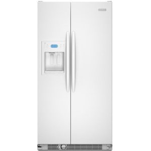 KitchenAid Architect II KSCS25FVWH 24.5 cu. ft. Side by Side Refrigerator, Spillproof Glass Shelves, Gallon Door Storage, Humidity-Controlled Crisper, External Ice/Water Dispenser, White