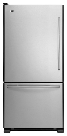 Maytag MBL2258XES 21.9 cu. ft. Bottom-Freezer Refrigerator, 5 Adjustable Spill-Catcher Glass Shelves, Ice Maker, Glide-Out Freezer Drawer, Energy Star, Electronic Temperature Controls
