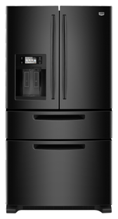 Maytag Ice2O MFX2571XEB 25 cu. ft. French Door Refrigerator, 4 Adjustable Spill-Catcher Shelves, Easy Access Refrigerator Drawer, Flush Exterior Ice/Water Dispenser, Rotating Faucet, Color LCD Touch Screen, LED Interior Lighting
