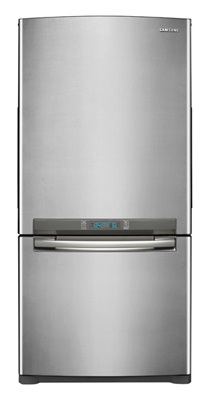 Samsung RB195ACPN 18 cu. ft. Counter-Depth Bottom-Freezer Refrigerator with Slide Out Glass Shelves, Twin Cooling, LED Lighting, External Digital Controls, Power Freeze/Cool and Ice Maker: Stainless Platinum