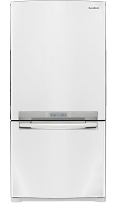 Samsung RB195ACWP 18 cu. ft. Counter-Depth Bottom-Freezer Refrigerator with Slide Out Glass Shelves, Twin Cooling, LED Lighting, External Digital Controls, Power Freeze/Cool and Ice Maker: White Pearl