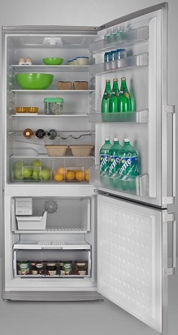 Summit FFBF245SSIM 9.85 cu. ft. Counter-Depth Bottom-Freezer Refrigerator, Adjustable Glass Shelves, Wine Shelf, Quick Freezer Compartment, Frost Free, Ice Maker