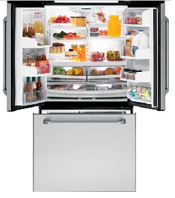 GE CFCP1NIZSS Cafe 20.8 cu. ft. Counter Depth French Door Refrigerator, ClimateKeeper System, Internal Water Dispenser, Ice Maker, Stainless Steel